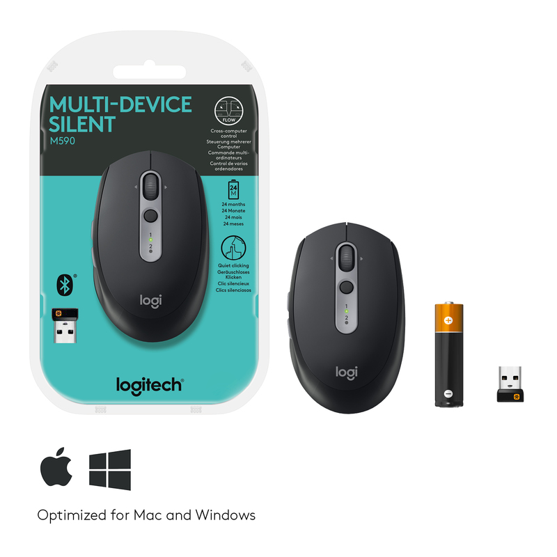 Logitech M590 Wireless Mouse Graphite Multi-Device