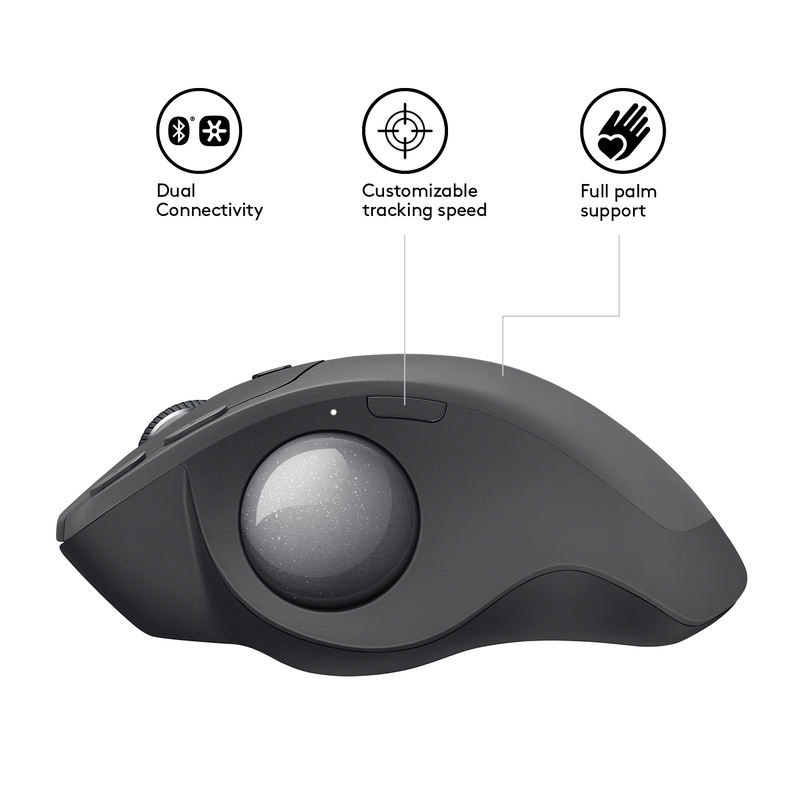 Logitech 910-005179 MX Ergo Wireless + Bluetooth Trackball Mouse Black