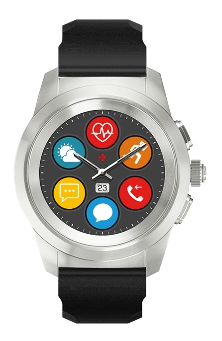 MyKronoz ZeTime Silver with Black Silicone Band Hybrid Smartwatch Regular 44mm