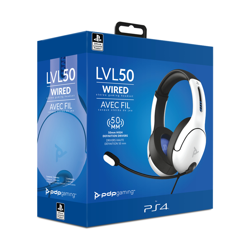 PDP LVL50 White Wired Stereo Gaming Headset PS5/PS4