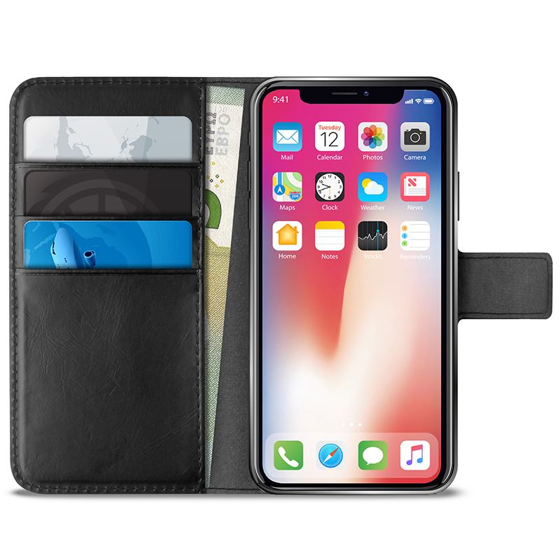 Puro Eco-Leather Wallet Case Black for iPhone XS Max