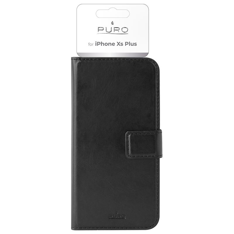 Puro Eco-Leather Wallet Case Black for iPhone XS Max