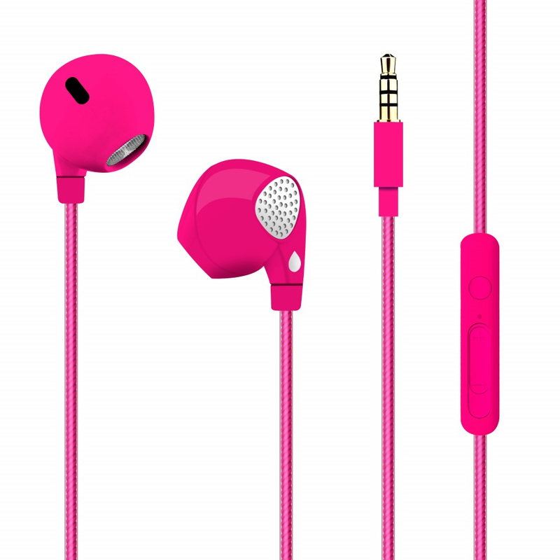 Puro Round Cable with Spiral Pattern Pink Stereo In-Ear Earphones