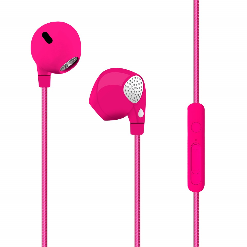 Puro Round Cable with Spiral Pattern Pink Stereo In-Ear Earphones