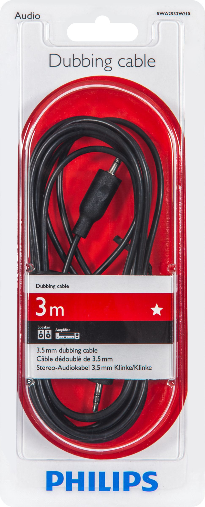 Philips 100 Series 3.5mm Male To Male Audio Cable 3M