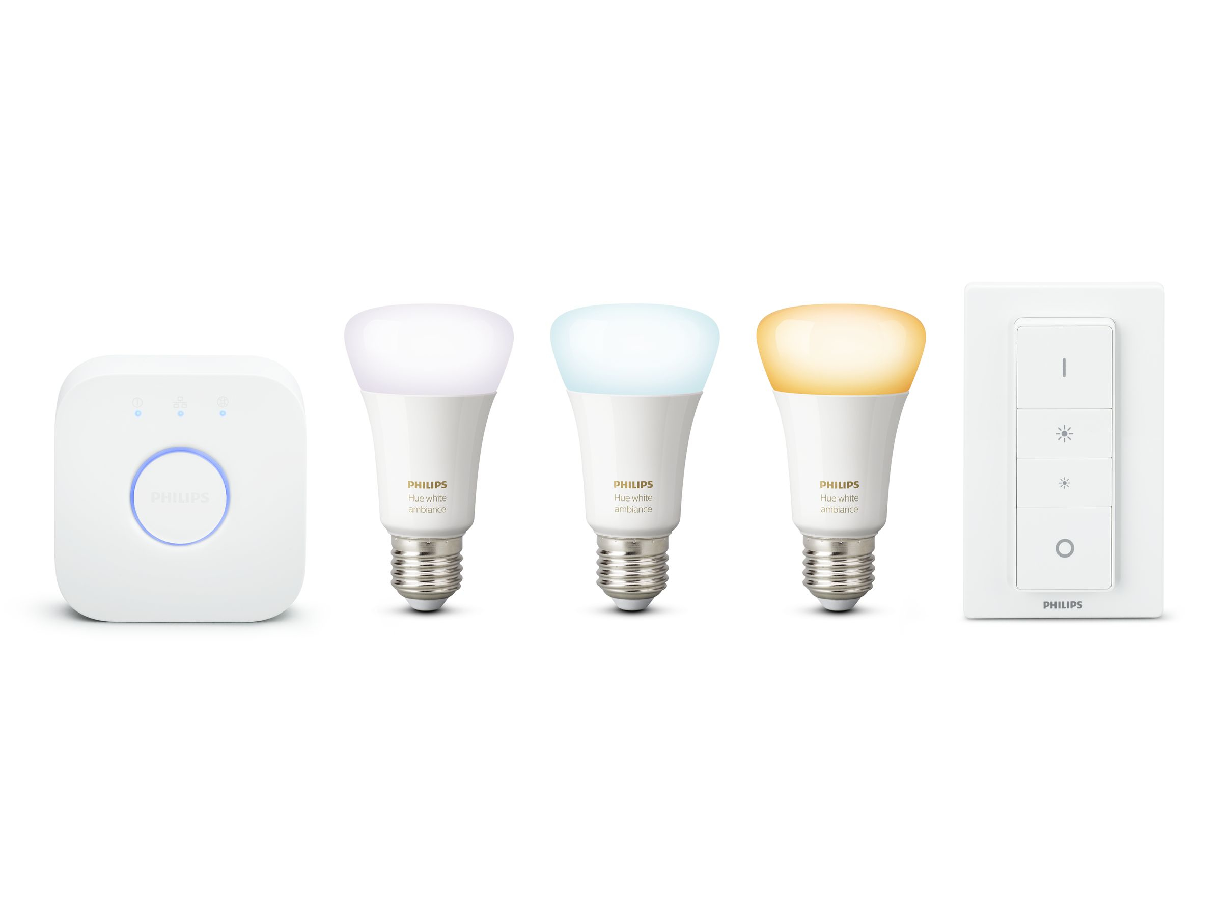 Philips Hue 9.5W E27 LED 3 Starter Set with Dimmer Switch