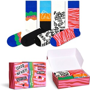 Happy Socks Wwf Gift Set Unisex Adult Crew Socks (4 Pack)