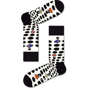 Happy Socks Beatles Dots Unisex Adult Crew Socks - White