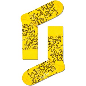 Happy Socks Beatles Lines Unisex Adult Crew Socks - Yellow
