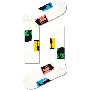 Happy Socks Beatles Silhouettes Unisex Adult Crew Socks - White