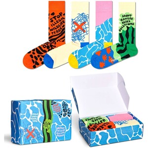 Happy Socks X WWF Gift Set Unisex Adult Crew Socks (4 Pack)