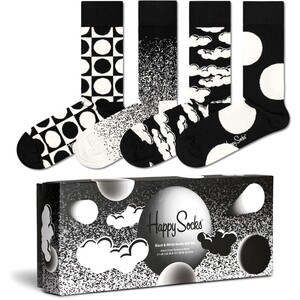 Happy Socks Black & White Unisex Adult Crew Socks (4 Pack)