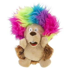 Godog Silent Squeak Crazy Hairs Hedgehog Durable Plush Dog Toy with Chew Guard Technology - Large