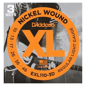 D'Addario Electric Guitar String Regular Light - 3 Set Value Pack