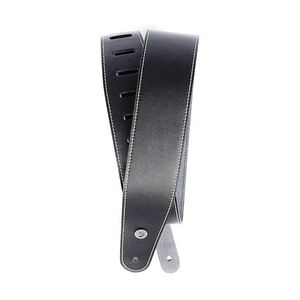 D'Addario 2.5" Classic Leather Guitar Strap With Stitching - Black