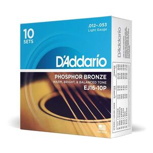 D'Addario Acoustic Guitar String Phosphor Bronze Light - 10 Set Value