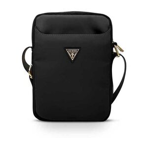 Guess Nylon Tablet Bag with Metal Triangle Logo - Black