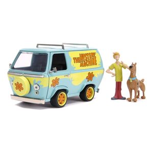Jada Toys Hollywood Rides Scooby-Doo Mystery Machine With Shaggy And Scooby-Doo Diecast Model Car With Figure 1.24 Scale