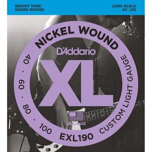 D'Addario Nickel Wound Bass 4 Strings Custom Light - Long Scale