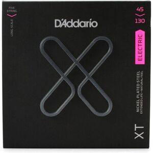 D'Addario XTB45130 XT Nickel Plated Steel 5-String Long Scale Bass Strings -.045-.130 Regular Light