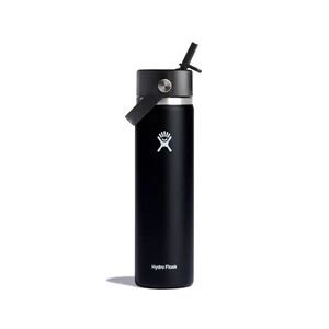 Hydro Flask Vacuum Water Bottle Wide Mouth W/ Straw 710ml - Black