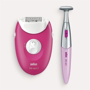 Braun Silk-epil 3420 Epilator Plus Massage Rollers and Bikini Trimmer (SE 3321) - Raspberry Pink