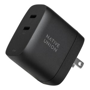 Native Union Fast Gan Charger PD 67W Dual USB-C Port Wall Charger with International Adapter - Black