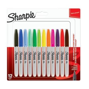 Sharpie Permanent Marker Fine (Pack of 12) (Assorted Colors)