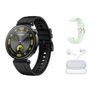 Huawei Watch GT4 Aurora Smartwatch - Black + Huawei FreeBuds SE + 41mm Green Strap (Bundle)