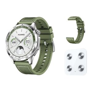 Huawei Watch GT4 Phoinix Smartwatch - Green + Huawei Scale 3 + 46mm Spruce Green Strap (Bundle)