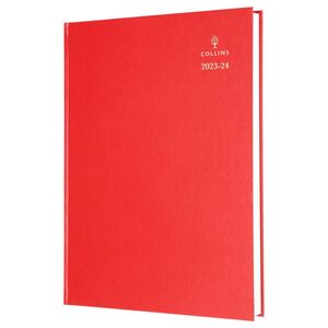 Collins Mid-Year 2023-2024 A4 Day-To-Page Appointments Paper Red