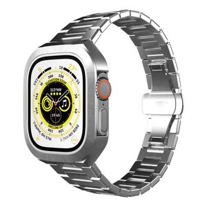 Levelo 49mm Royal Stainless Steel Strap and Bumper for Apple Watch Ultra - Silver
