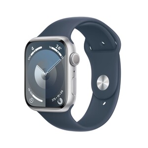 Apple Watch Series 9 GPS 41mm Silver Aluminium Case with Storm Blue Sport Band - M/L