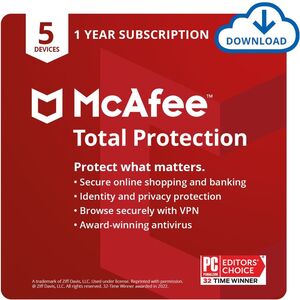 McAfee Total Protection - 1 Year/5 Devices (Digital Code)