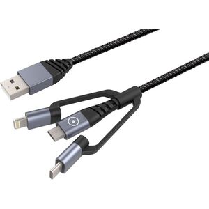 Muvit Tiger 3-In-1 Cable USB/Micro-USB/Type C/Lightning 1.2M Grey