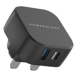 Powerology Wall Charger PD 30W + USB-A 18W  - Black
