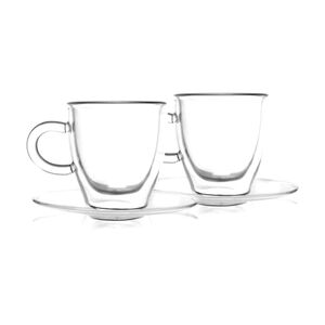 Vialli Design Set Of 2 Double Wall Espresso Mugs With Saucer Amo 3055 50 ml