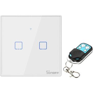 Sonoff T2UK32C-Tx UK Plug 2 Gang Glass Panel Wireless Wi-Fi Smart Touch Light Switch