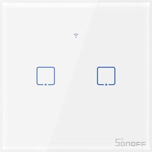 Sonoff T1UK2C-Tx 2 Gang Smart Wi-Fi Wall Light Switch 433MHz RF Remote Control