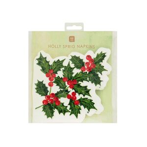 Talking Tables Botanical Holly Shaped Napkin (Pack of 16)