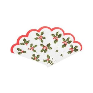 Talking Tables Botanical Holly Scalloped Napkin (Pack of 20)