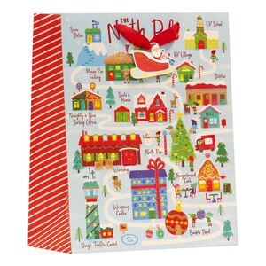 Design By Violet Christmas Gift Bag - Elf Village Bag - Medium