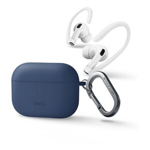 UNIQ Nexo Active Hybrid Silicone Airpods Pro 2nd Gen (2022) Case With Sports Ear Hooks - Blue