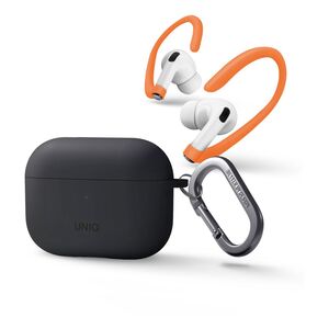 UNIQ Nexo Active Hybrid Silicone Airpods Pro 2nd Gen (2022) Case With Sports Ear Hooks - Grey