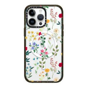 Casetify iPhone 14 Pro Max Magsafe Compatible Impact Case Spring Botanicals 2 - Clear Black
