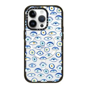 Casetify iPhone 14 Pro Magsafe Compatible Impact Case Blue All Seeing Eye Summer Holiday - Clear Black