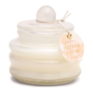 Paddywax Beam Ivory Small Glass Vessel and Lid Cotton & Teak 3Oz