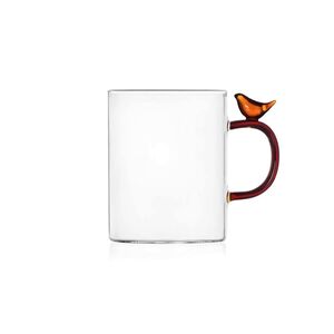Ichendorf Clear Borosilicate Mug 450ml - Amber Bird
