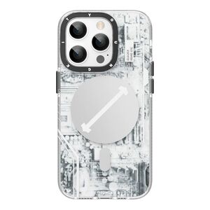 Youngkit Futuristic Circuit MagSafe Case for iPhone 14 Pro - Silver