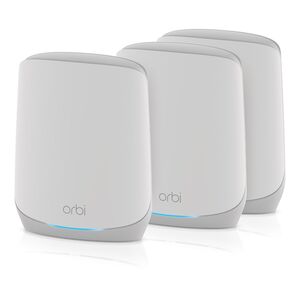 NETGEAR Orbi Tri-band 5.4Gbps WiFi 6 Mesh System with 1 year of NETGEAR Armor (Router + 2 Satellites)